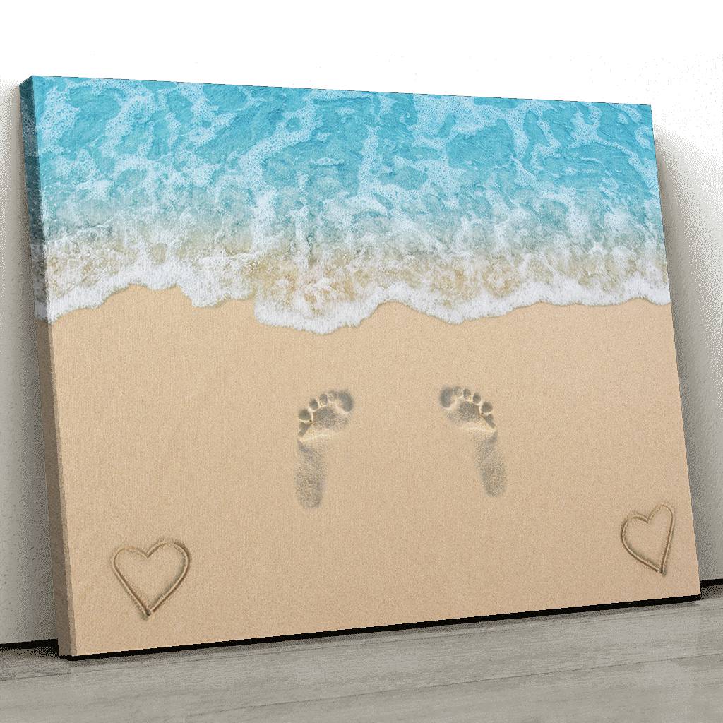 Tableaux sur toile Empreintes de pattes de chien dans le sable de la plage